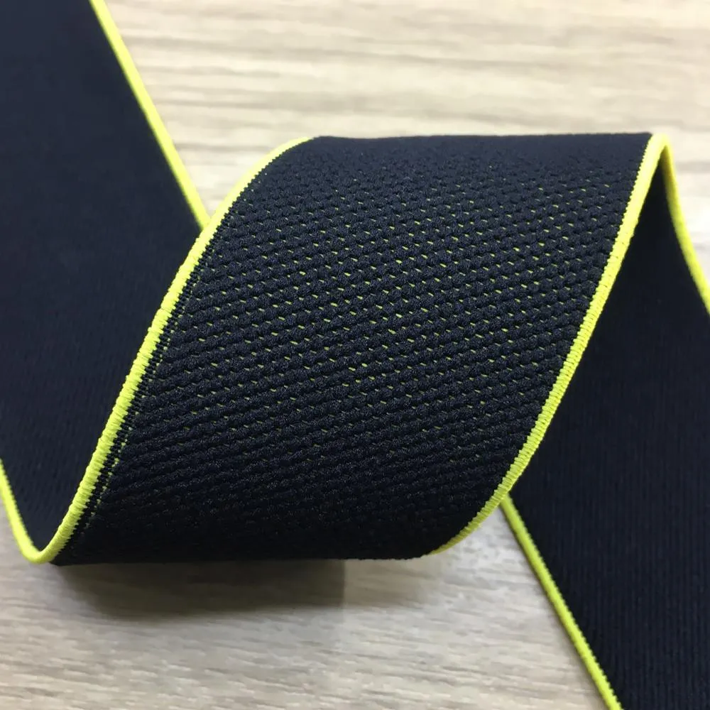 1.5 inch (40mm)  Wide Black Plush Elastic Band With Colored Base- 1 Yard