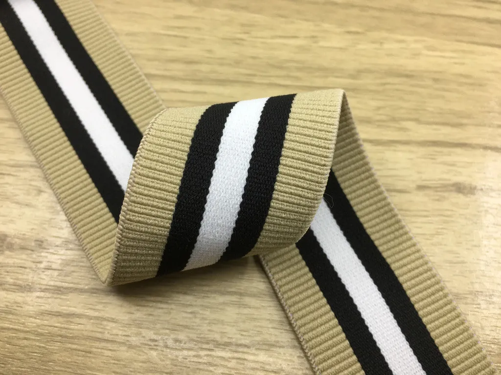 1.5 inch (40mm) Wide Colored Stripe with Ruffled Edge Plush Elastic Band