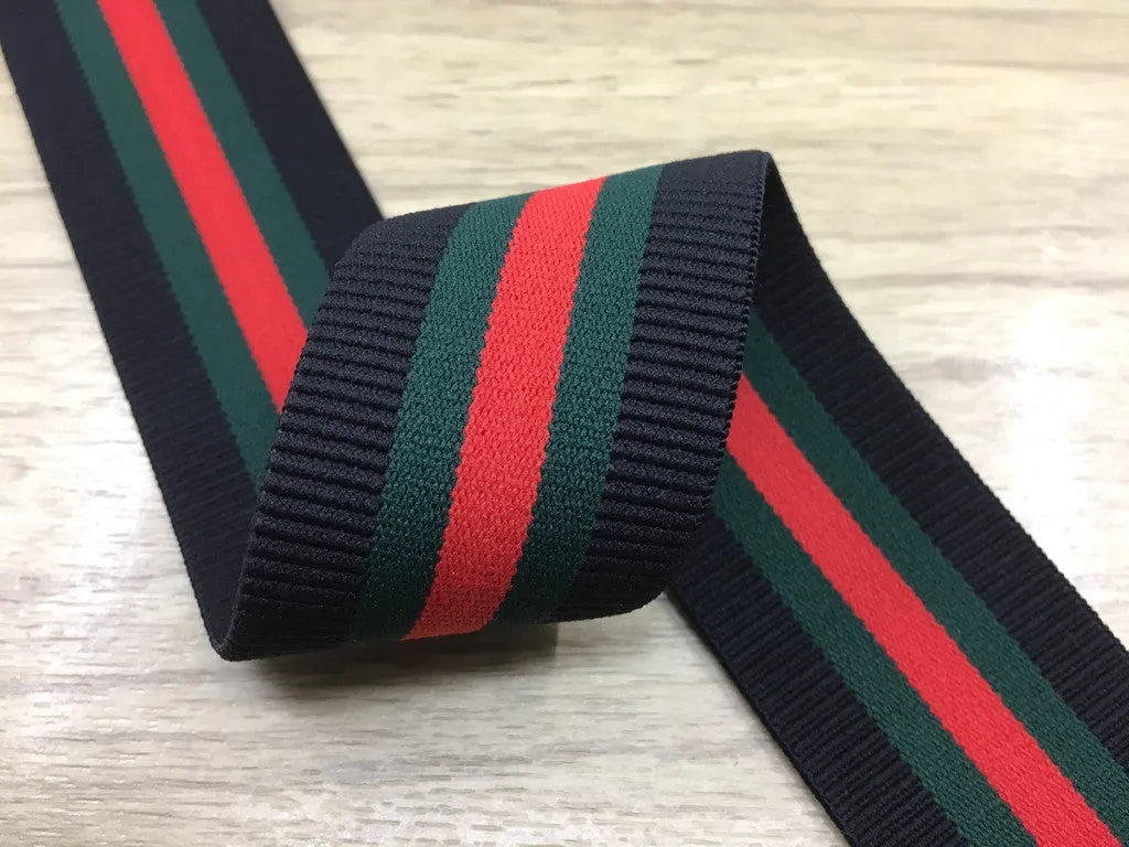 1.5 inch (40mm) Wide Colored Stripe with Ruffled Edge Plush Elastic Band