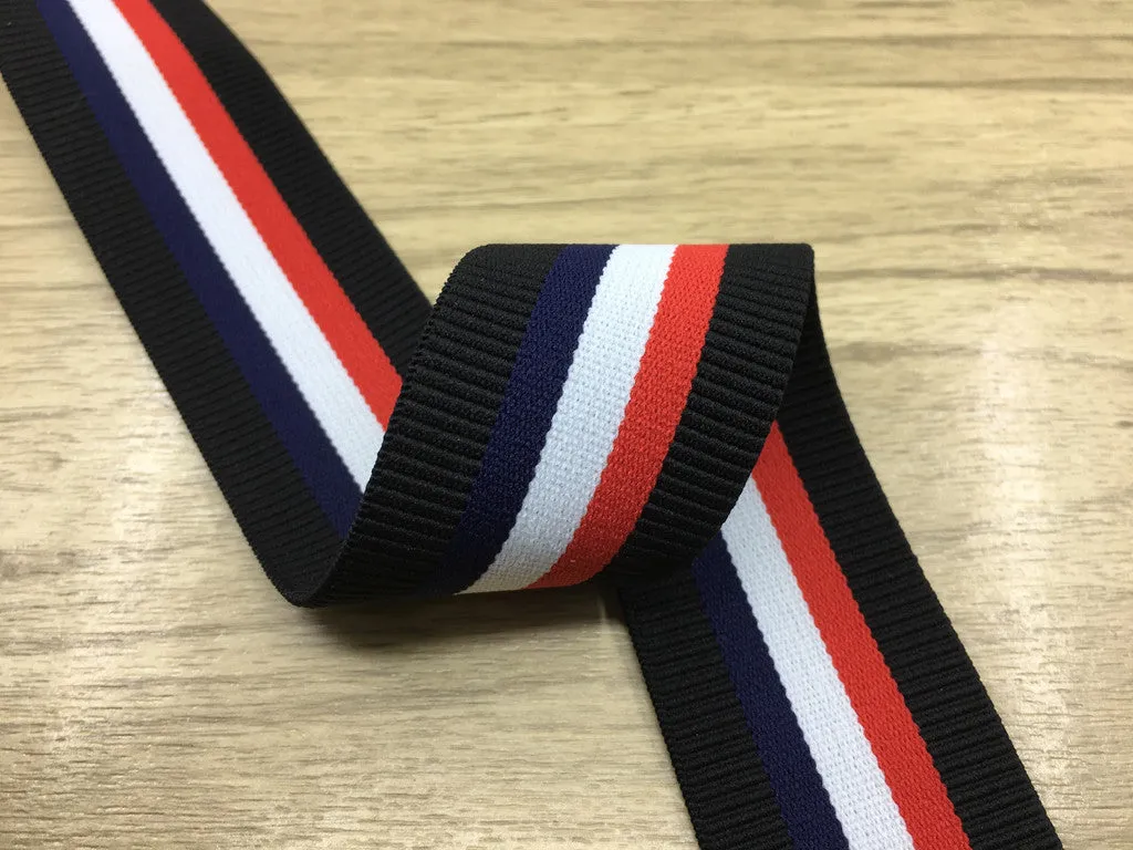 1.5 inch (40mm) Wide Colored Stripe with Ruffled Edge Plush Elastic Band