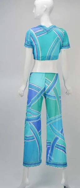 1960s Emilio Pucci Blue and Green Lounge Set