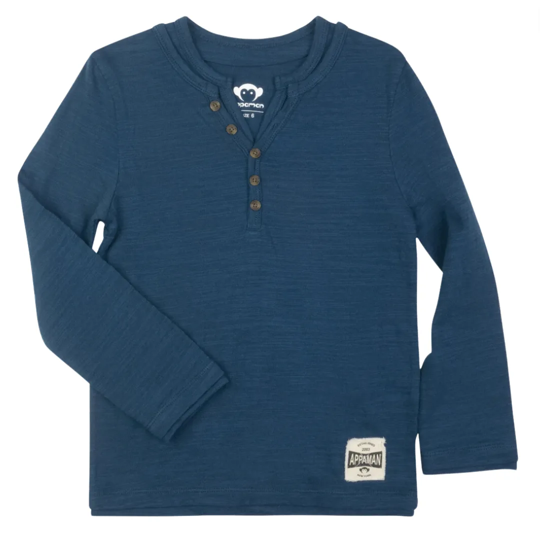 Appaman - Camden Long Sleeve Henley in Blue Jewel