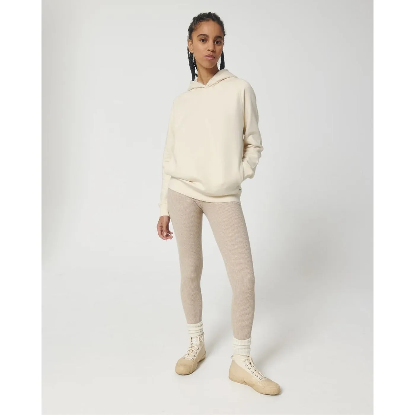 Beige Side Pocket Oversized Hoodie