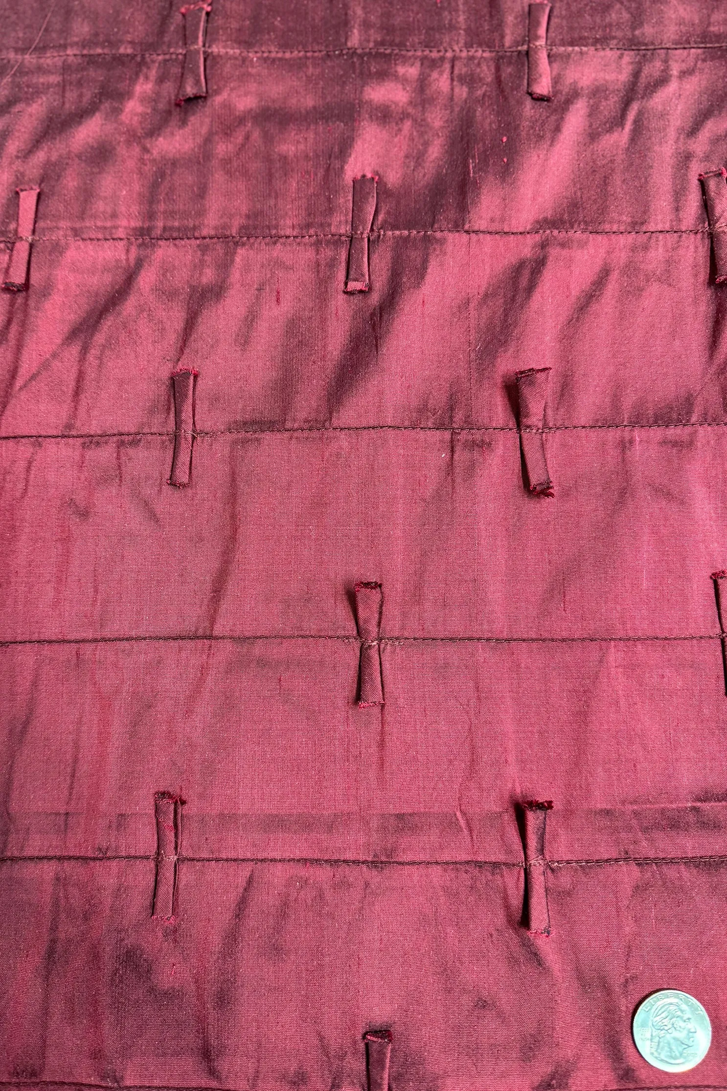Black/Maroon Iridescent Embroidered Dupioni Silk