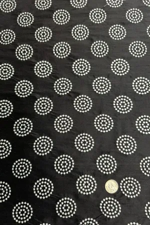 Black/White Embroidered Dupioni Silk MED-468/11