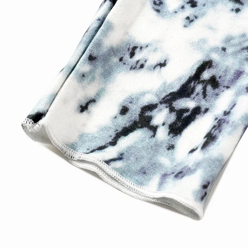 Casual Slim Tie Dye Colorblock T Shirt For Women Stand Collar Long Sleeve T Shirts Female Fashion Clothing