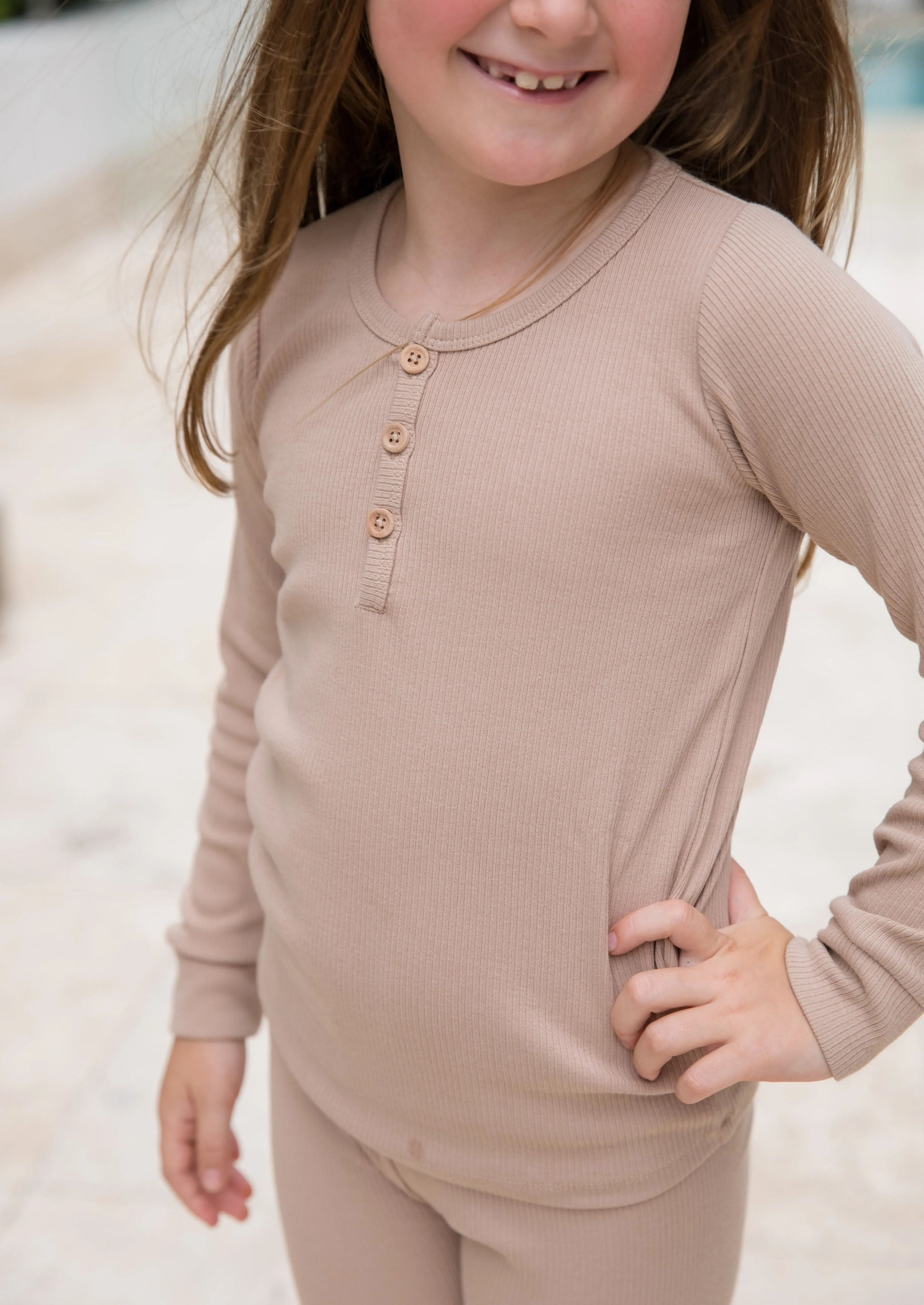 Classic Henley Set - ALMOND