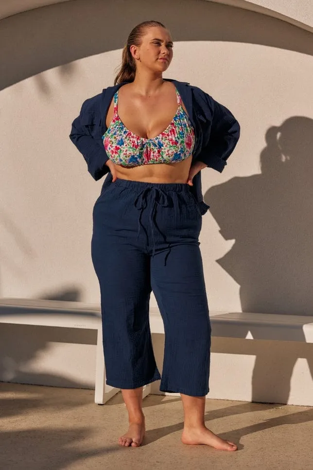 Crepe Long Lounge Set Navy