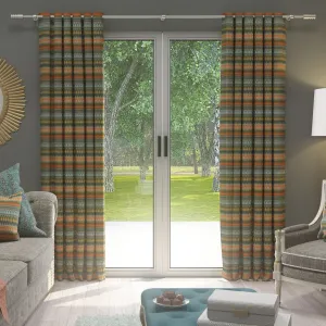 Curitiba Aztec Orange   Teal Curtains