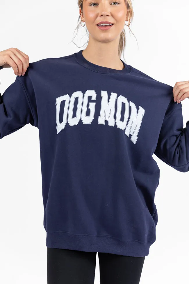 Dog Mom Navy Oversized Graphic Sweatshirt