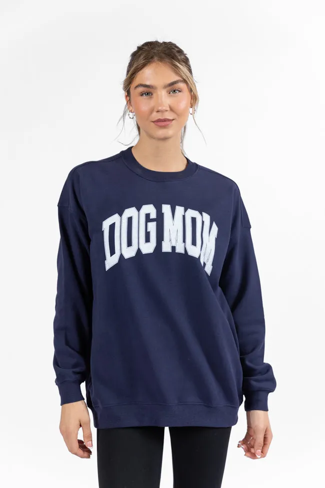 Dog Mom Navy Oversized Graphic Sweatshirt