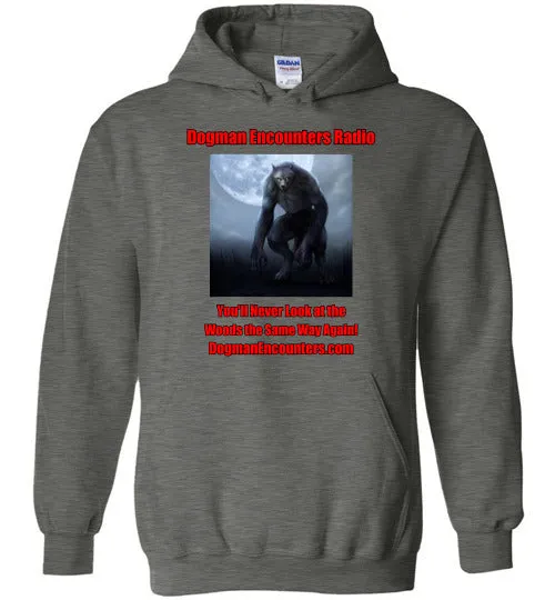 Dogman Encounters Nocturnal Collection Hooded Sweatshirt (red/black font)