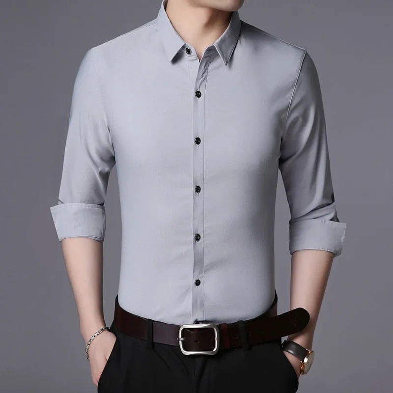 Fashion Brand Designer Shirt Men Dress Shirts Slim Fit Streetwear Long Sleeve Korean High Quality Casual Men Clothes