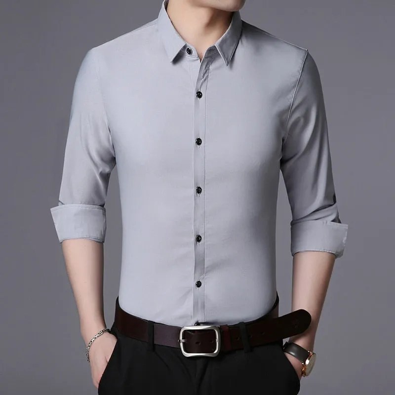 Fashion Brand Designer Shirt Men Dress Shirts Slim Fit Streetwear Long Sleeve Korean High Quality Casual Men Clothes