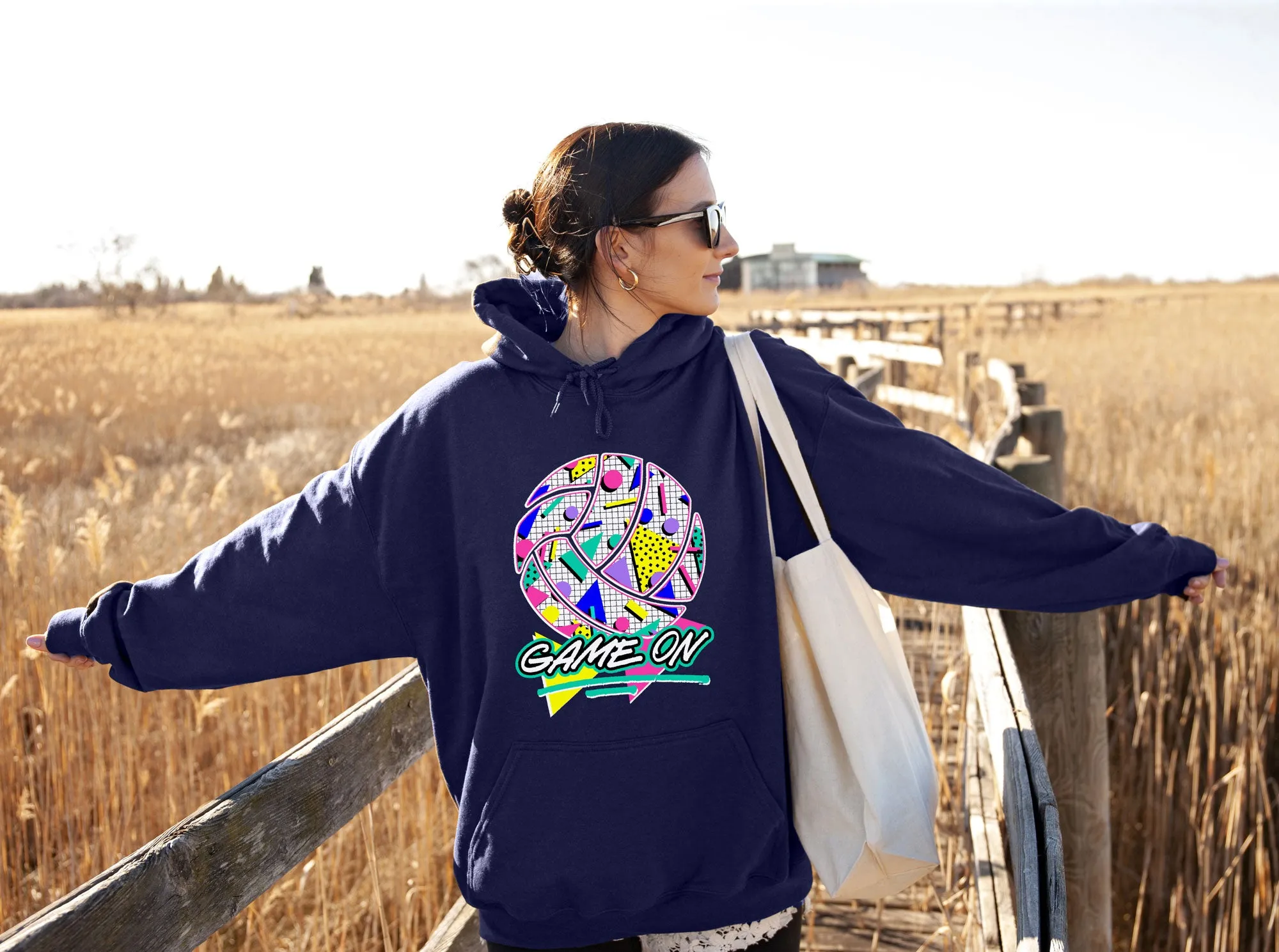 GAME ON Retro Volleyball Hooded Sweatshirt