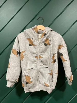 Grey Birds with Hat Zip Hooded Sweatshirt (1-2, 2-3, and 6-7 left)