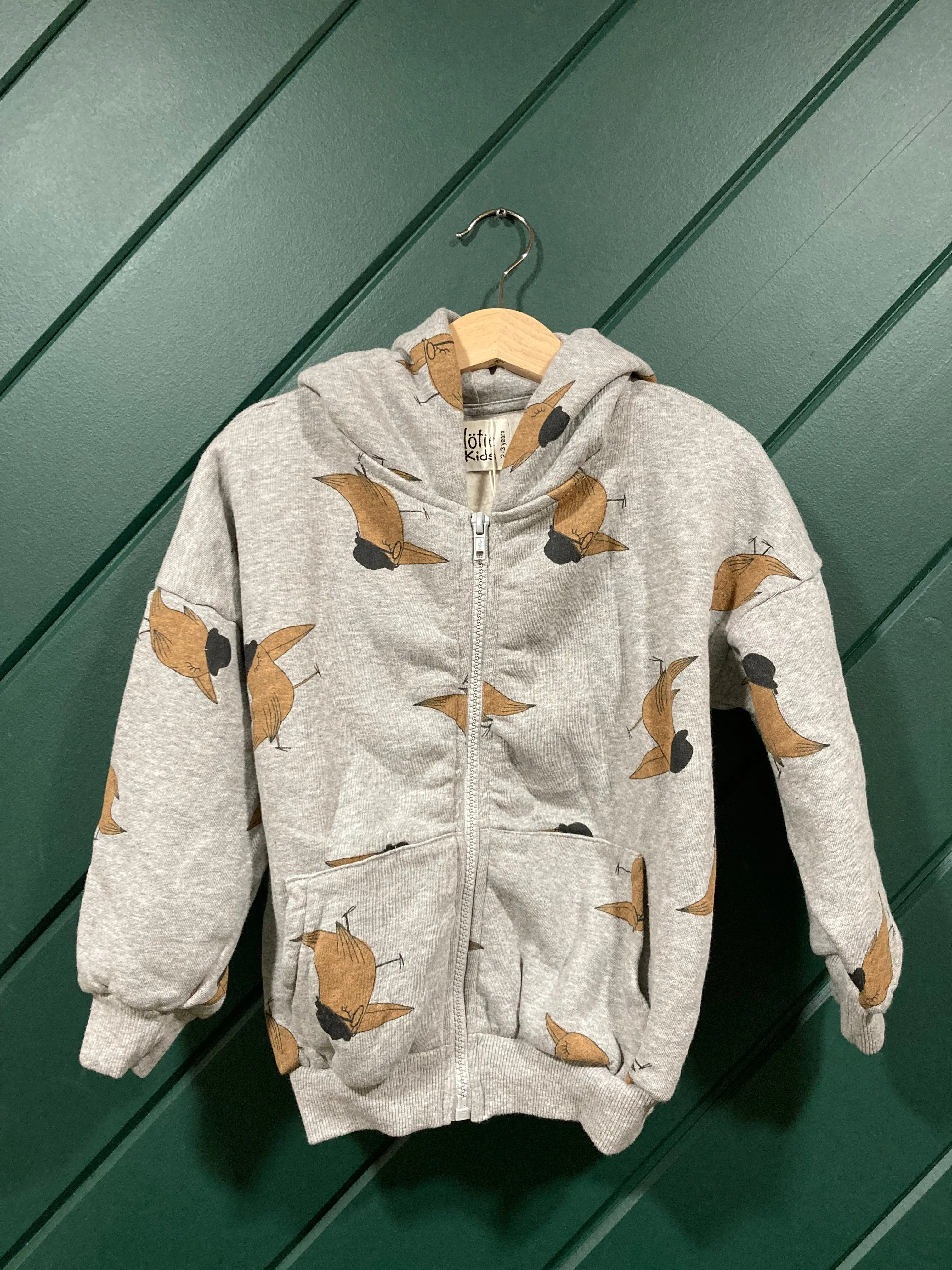 Grey Birds with Hat Zip Hooded Sweatshirt (1-2, 2-3, and 6-7 left)