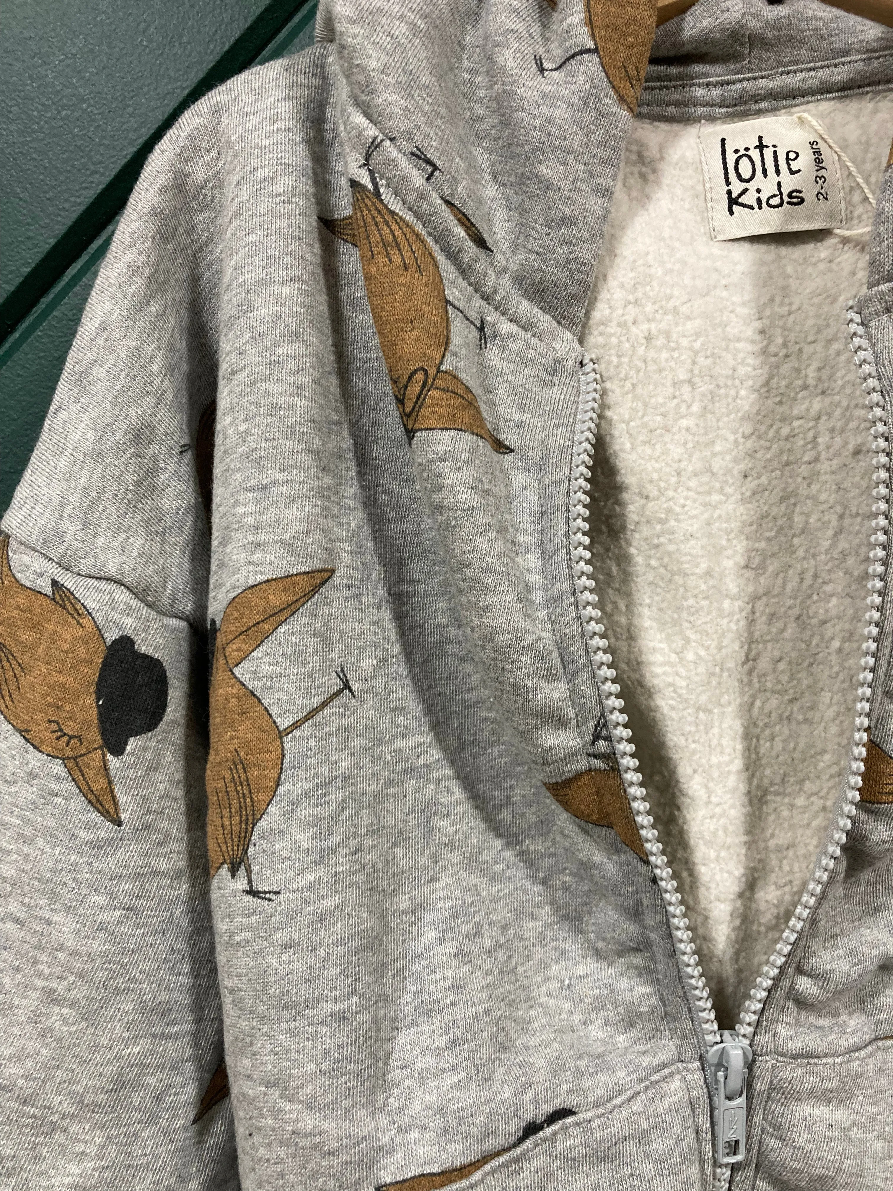 Grey Birds with Hat Zip Hooded Sweatshirt (1-2, 2-3, and 6-7 left)