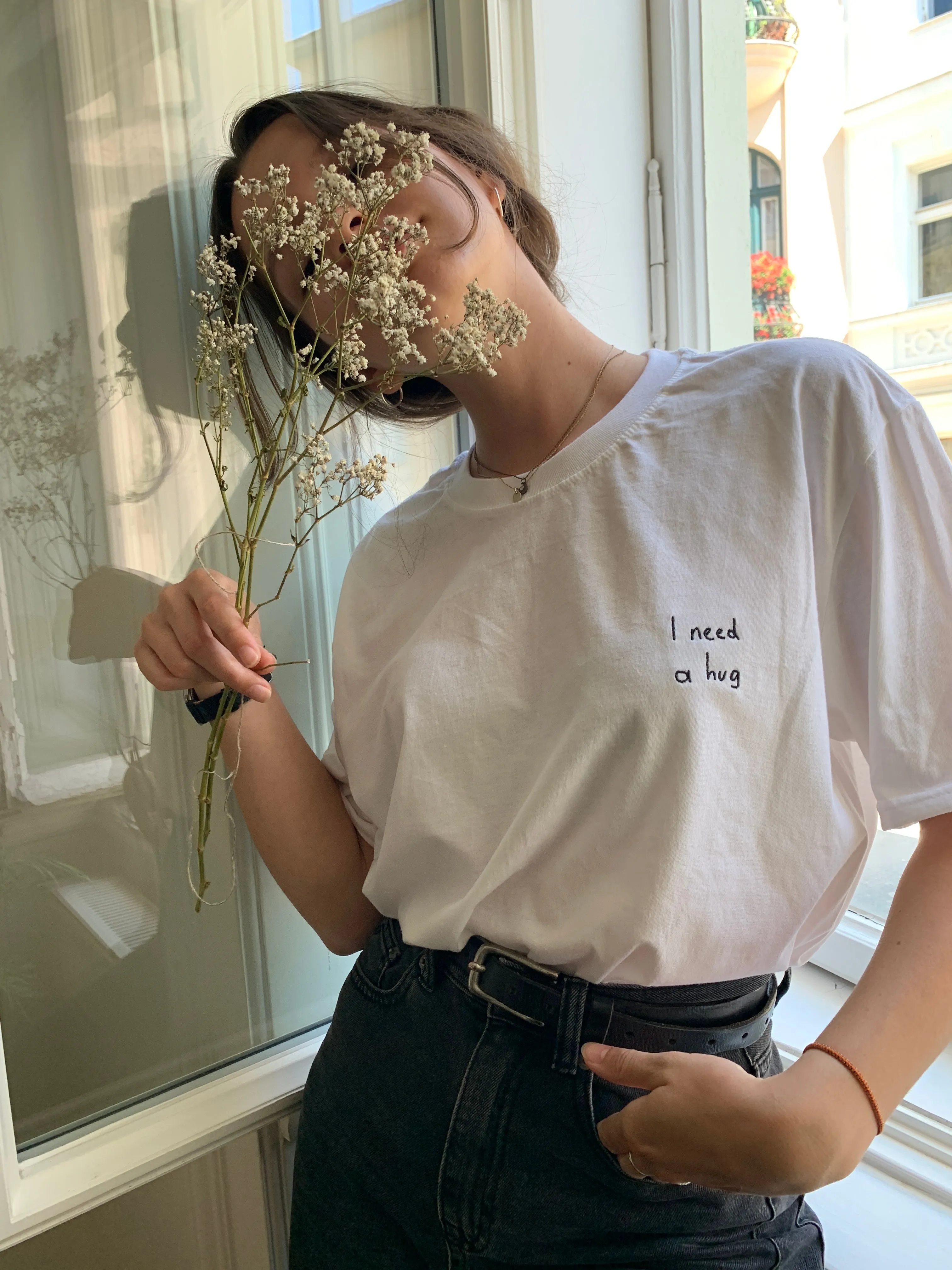 I need a hug T-Shirt (embroidered)