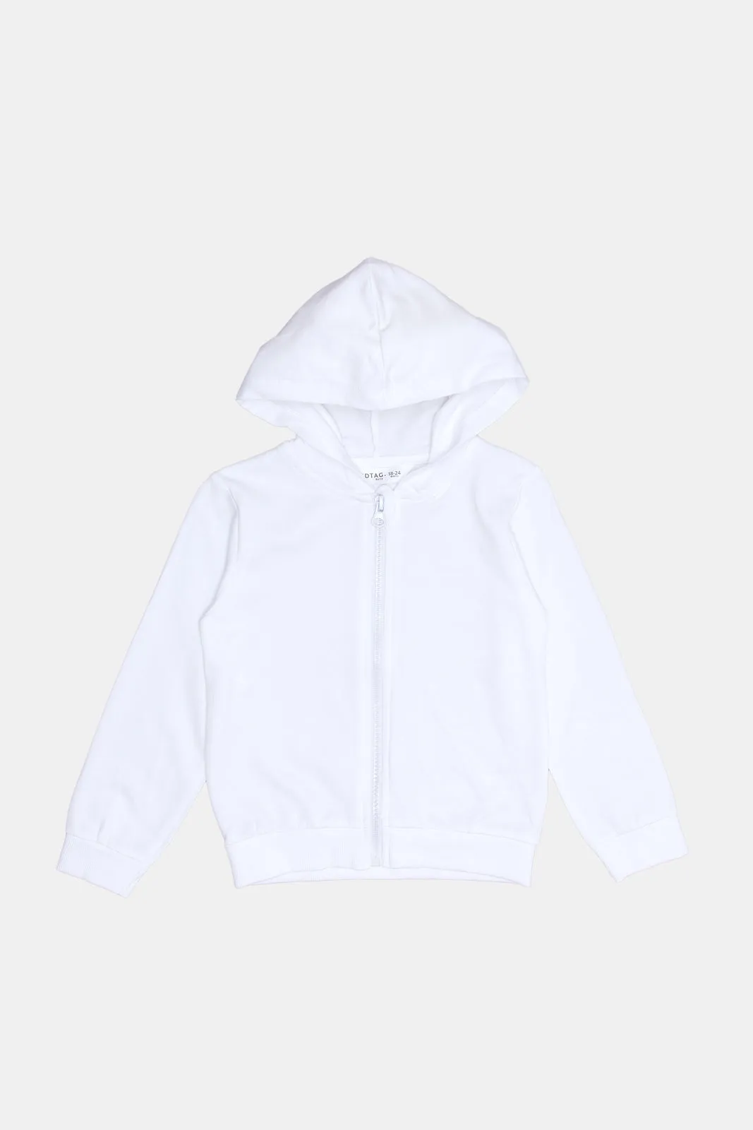 Infant Boys White Hoody With Zipper Sweatshirts