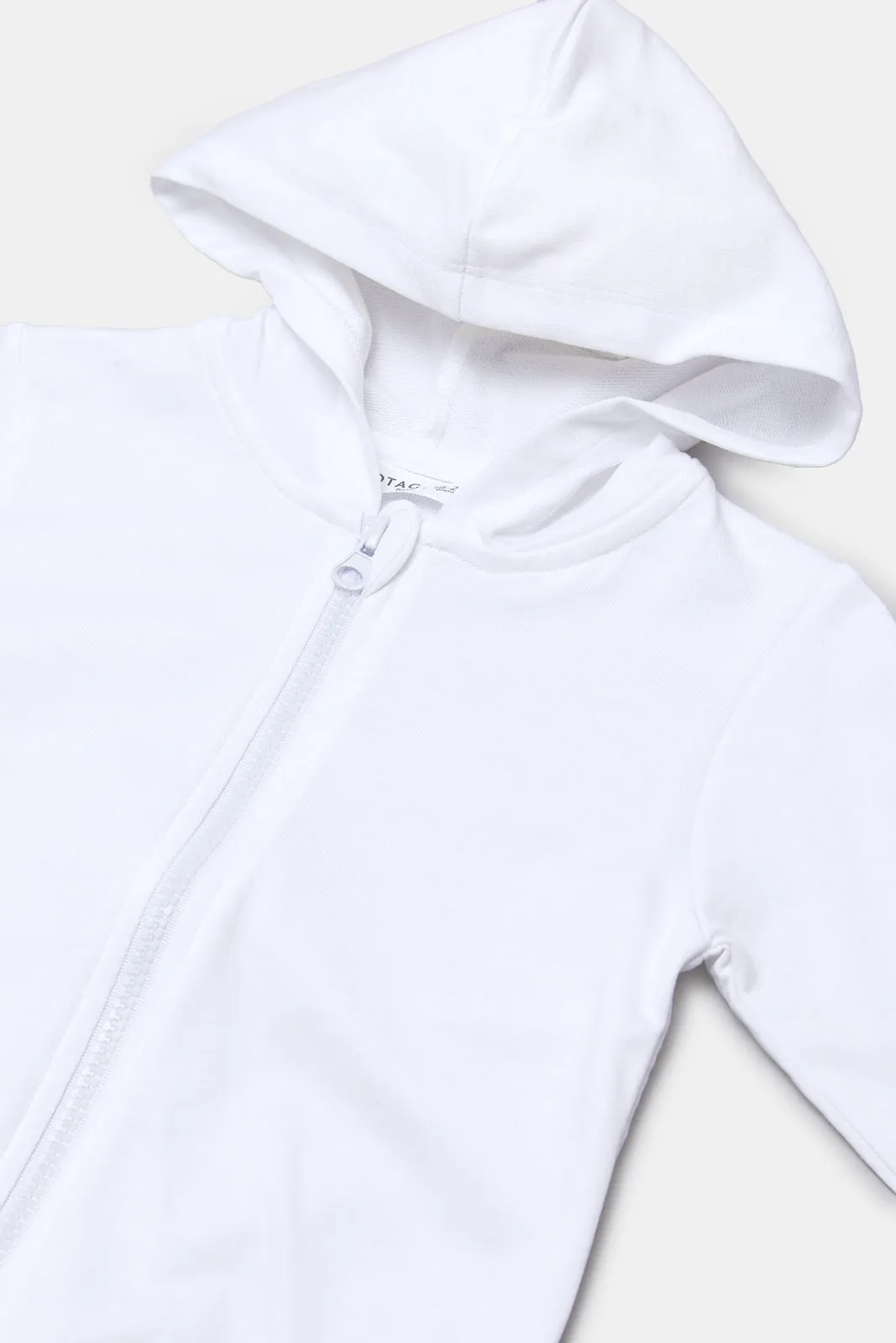 Infant Boys White Hoody With Zipper Sweatshirts
