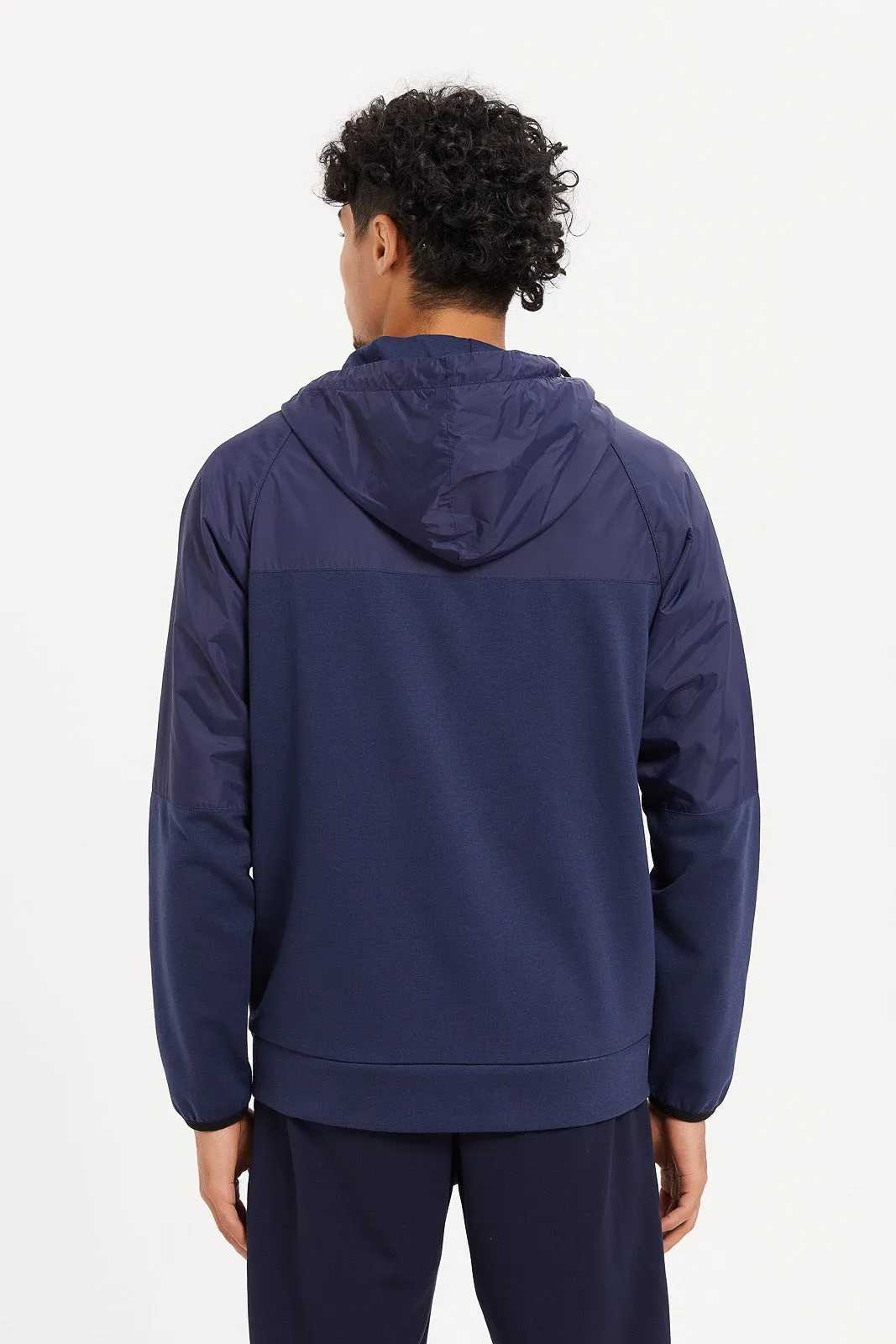 Men Navy Material Block Sweatshirt