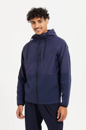 Men Navy Material Block Sweatshirt