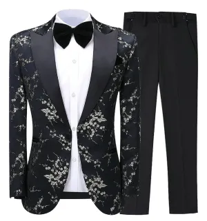 Men's Suit Formal Slim Fit 2 Piece  Patterned Tuxedos (Blazer Pants)