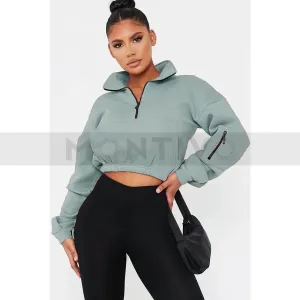 Mint Green Oversized Cropped Sweatshirt
