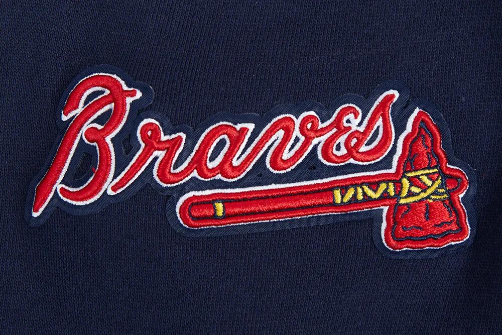 MLB ATLANTA BRAVES SCRIPT TAIL MEN'S RIB FLC PO HOODIE (MIDNIGHT NAVY/RED/MIDNIGHT NAVY)