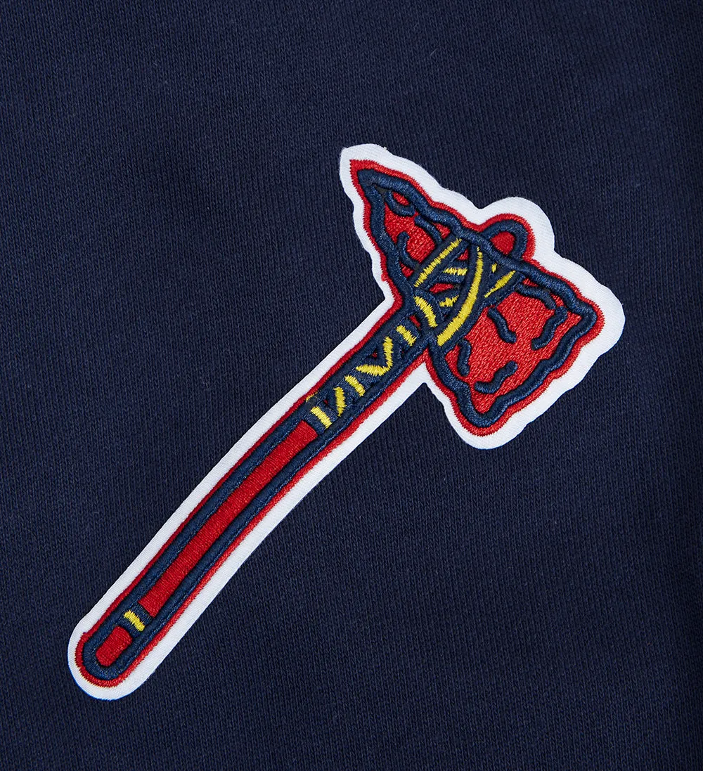 MLB ATLANTA BRAVES SCRIPT TAIL MEN'S RIB FLC PO HOODIE (MIDNIGHT NAVY/RED/MIDNIGHT NAVY)