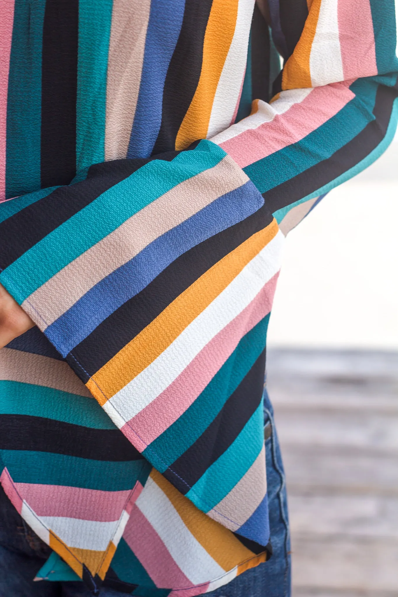 Multi Colored Off Shoulder Crop Top
