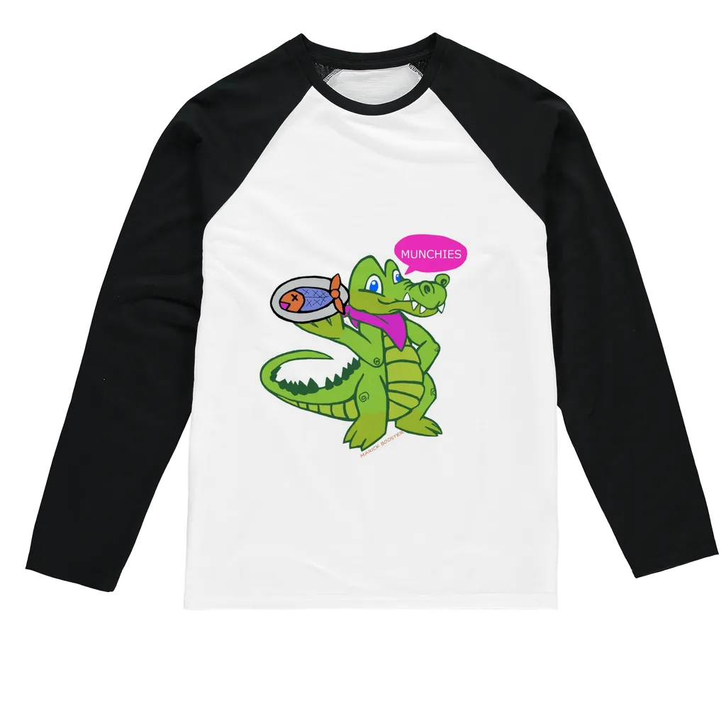Munchies the Crocodile Sublimation Baseball Long Sleeve T-Shirt