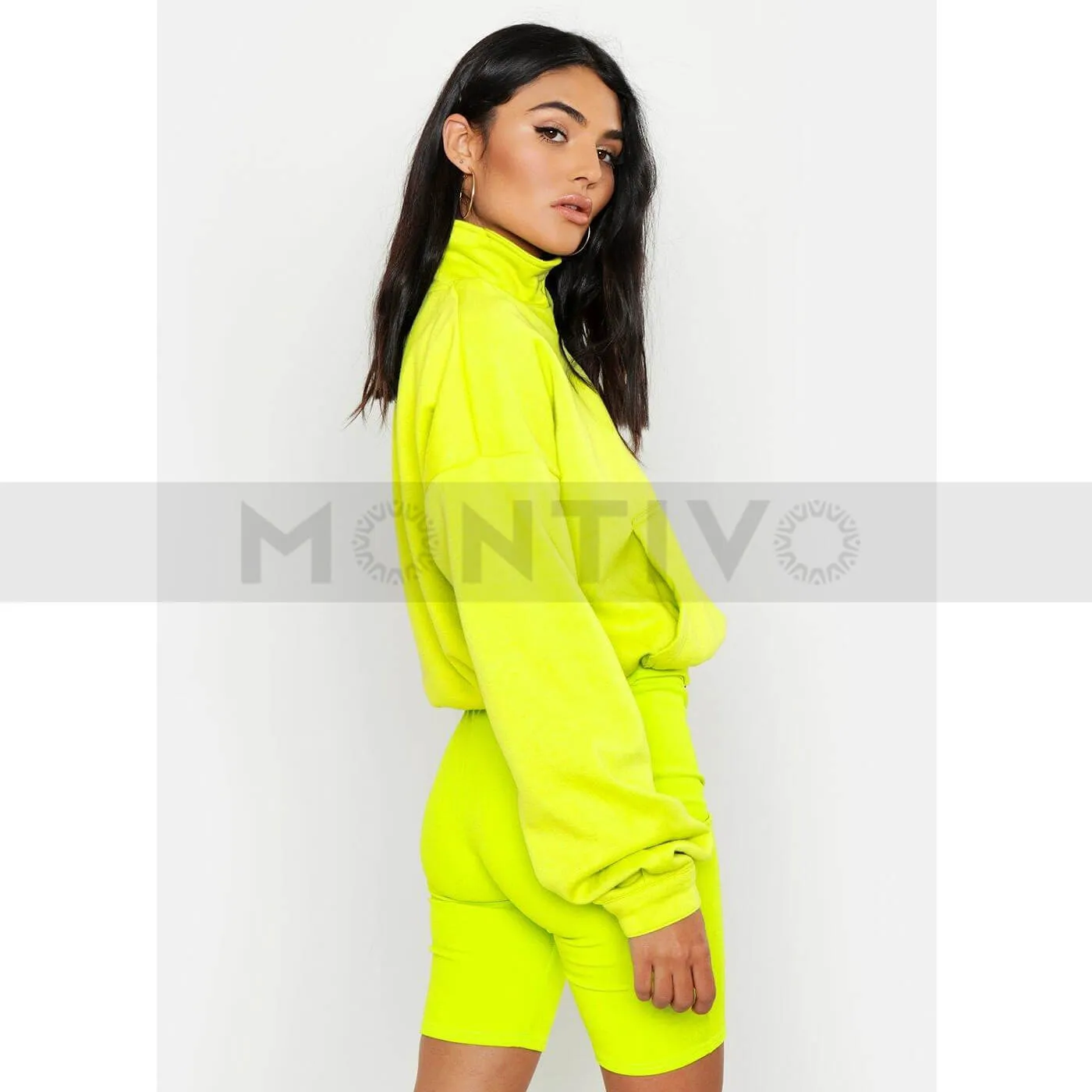 Neon Front Zip Oversized Sweatshirt