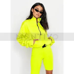 Neon Front Zip Oversized Sweatshirt