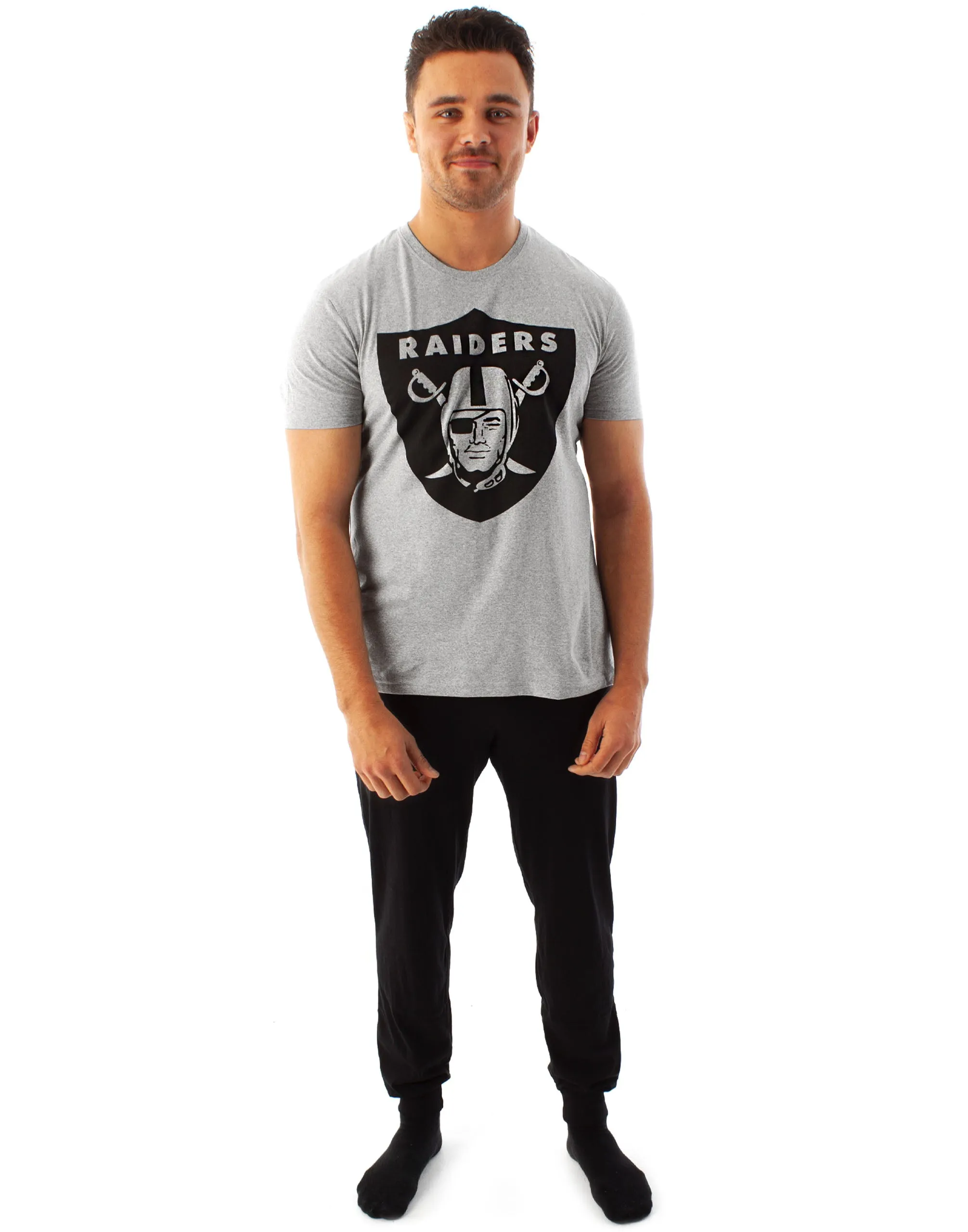 NFL Las Vegas Raiders Logo Men's American Football Pyjama T-Shirt & Lounge Pant Set