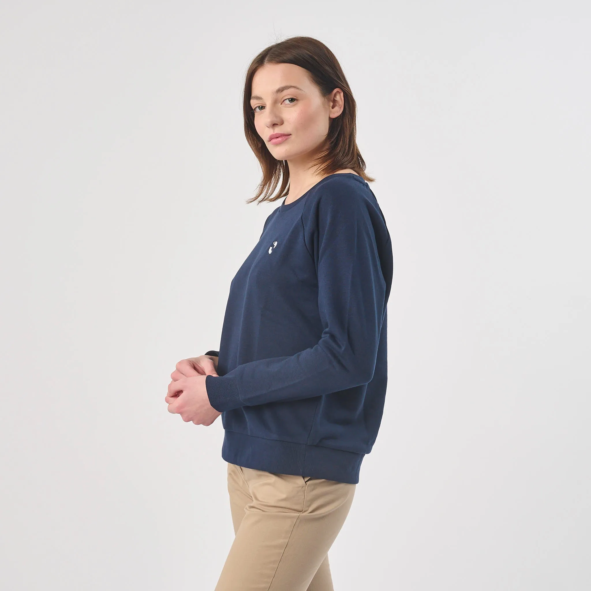 Omnitau Women's Organic Cotton Oversized Style Sweatshirt - Navy