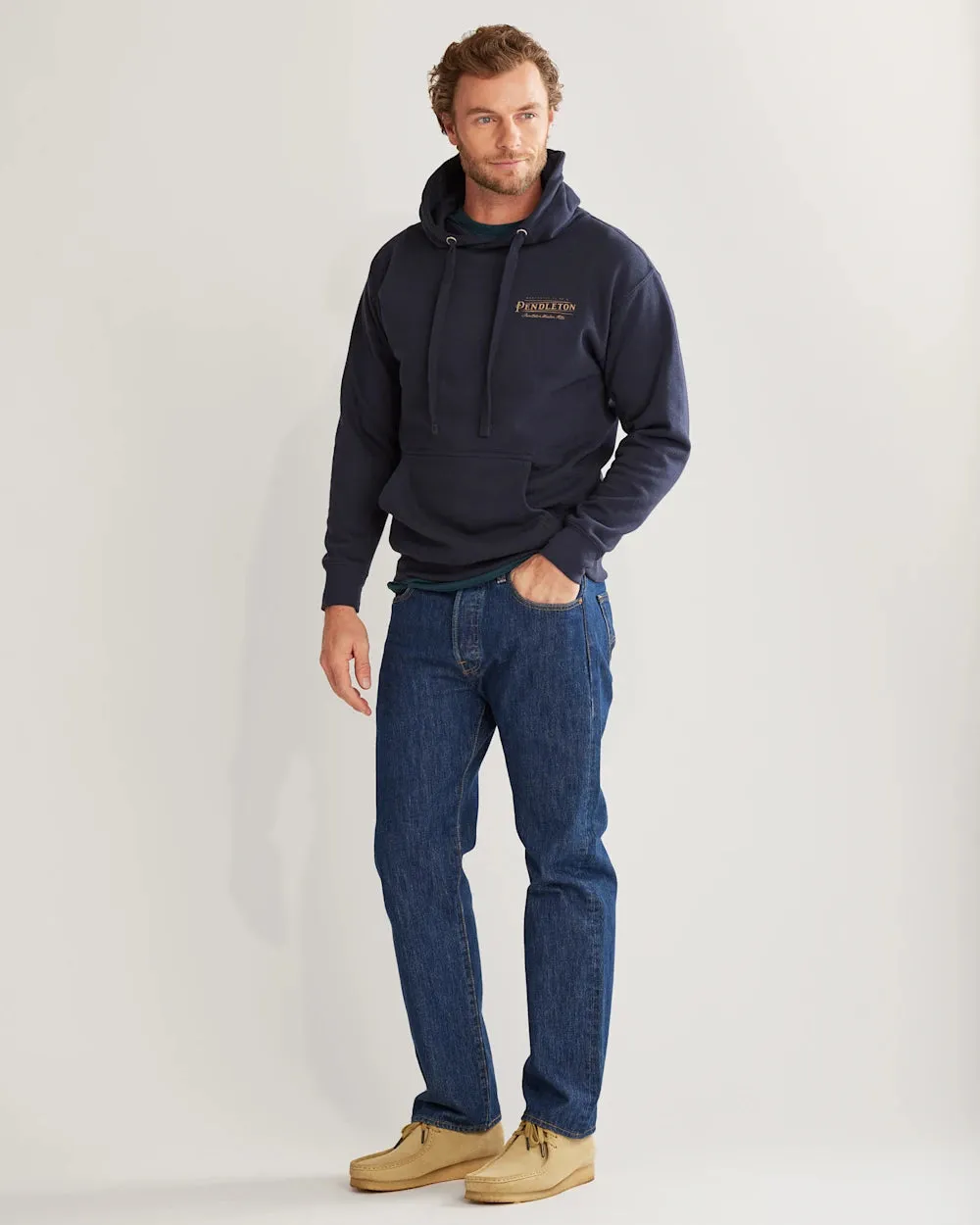 Pendleton MEN'S HERITAGE LOGO HOODIE - NAVY/GOLD