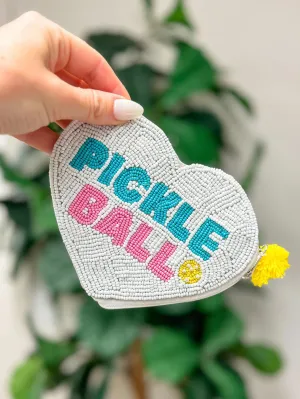'Pickleball' Heart Shape Zip Pouch