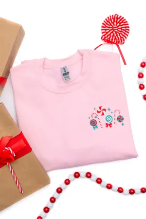PREORDER: Christmas Candy Embroidered Sweatshirt (Ships in 2-3 Weeks)