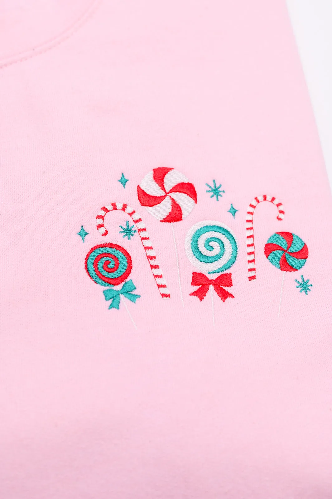 PREORDER: Christmas Candy Embroidered Sweatshirt (Ships in 2-3 Weeks)