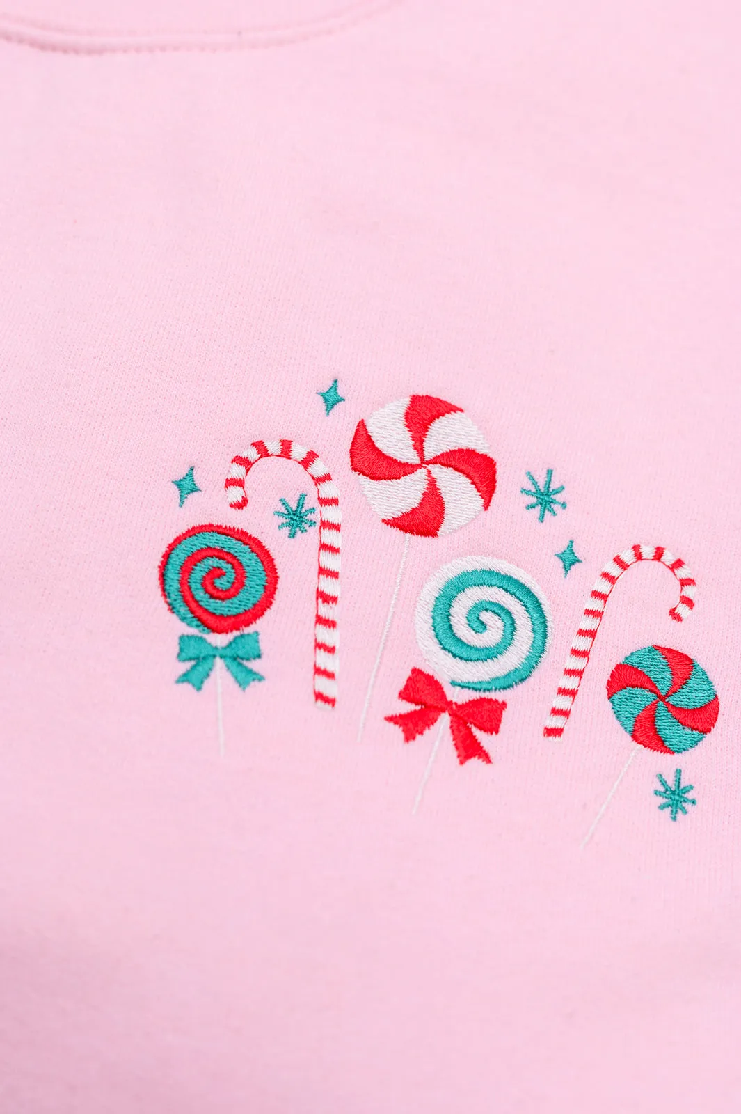 PREORDER: Christmas Candy Embroidered Sweatshirt (Ships in 2-3 Weeks)