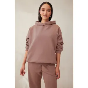 Purple Oversized Cotton Blend Hoodie