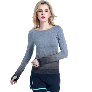 Quick Dry Gradient Color Long Sleeve Yoga Shirt