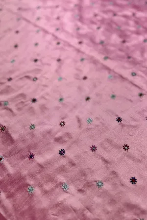 Rosebloom/Multicolor Embroidered Dupioni Silk