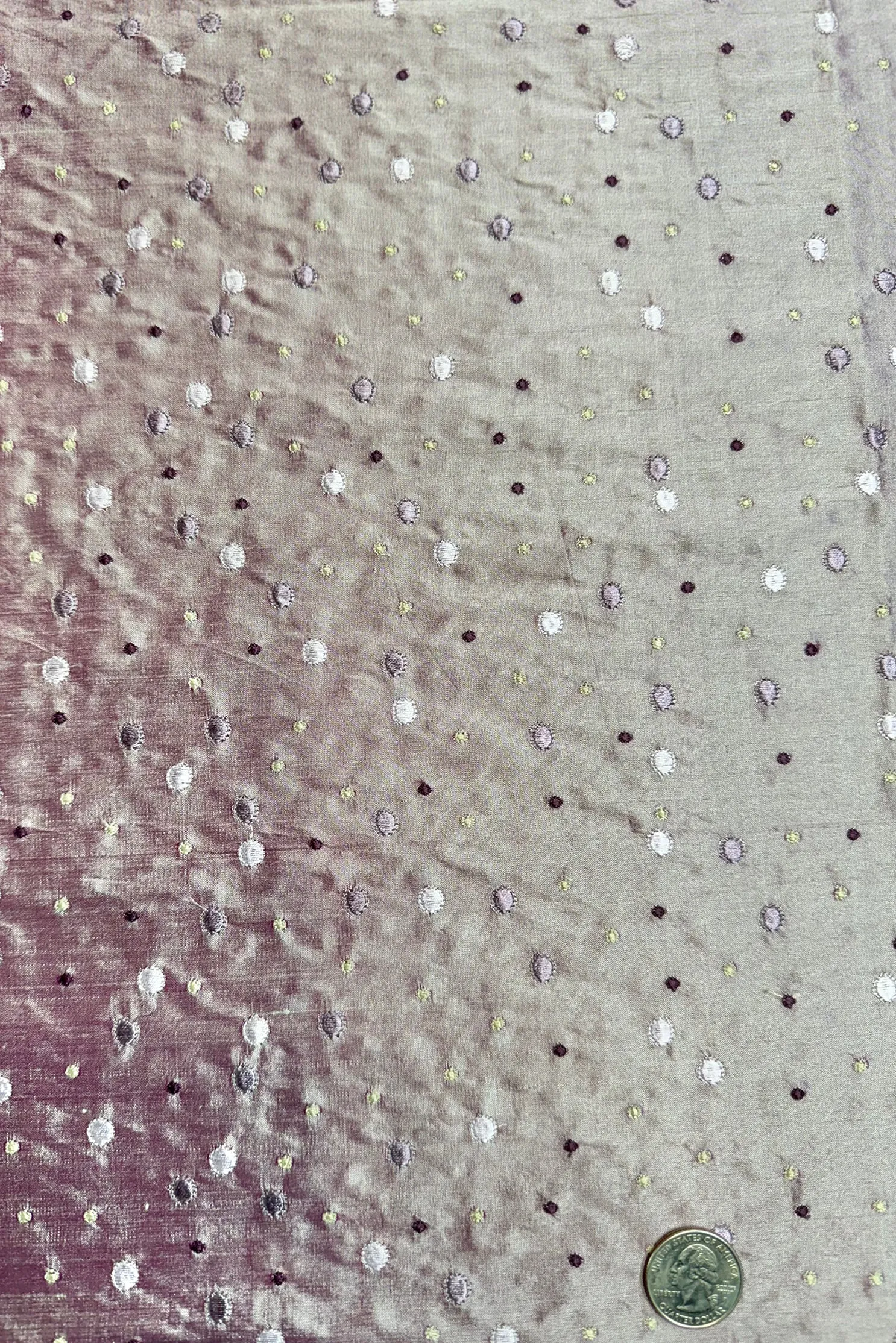 Rose/Multicolor Embroidered Dupioni Silk