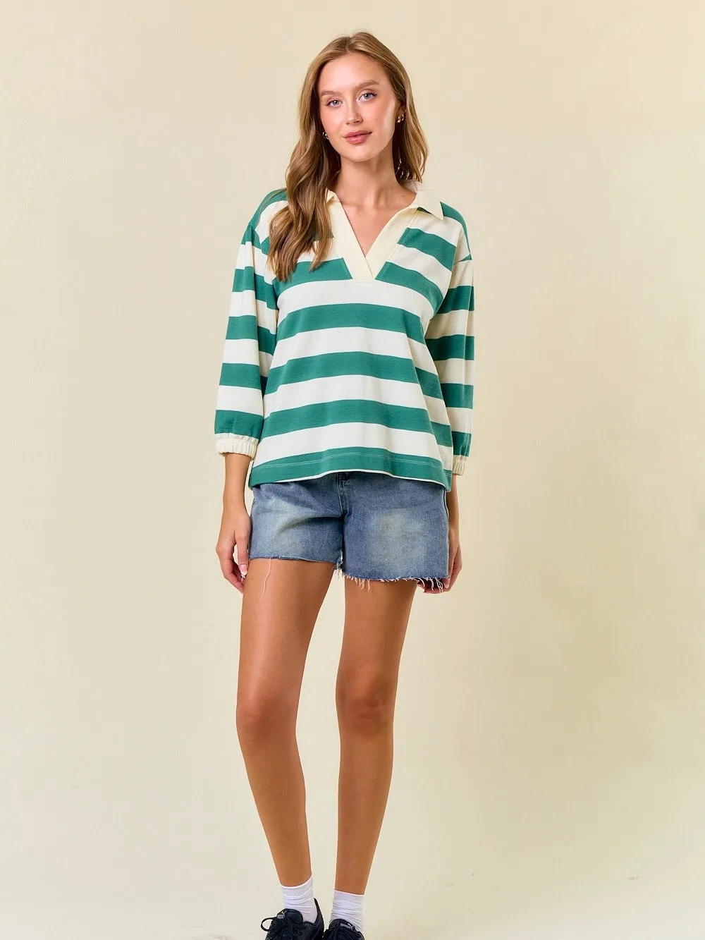 Rugby Striped French Terry Top