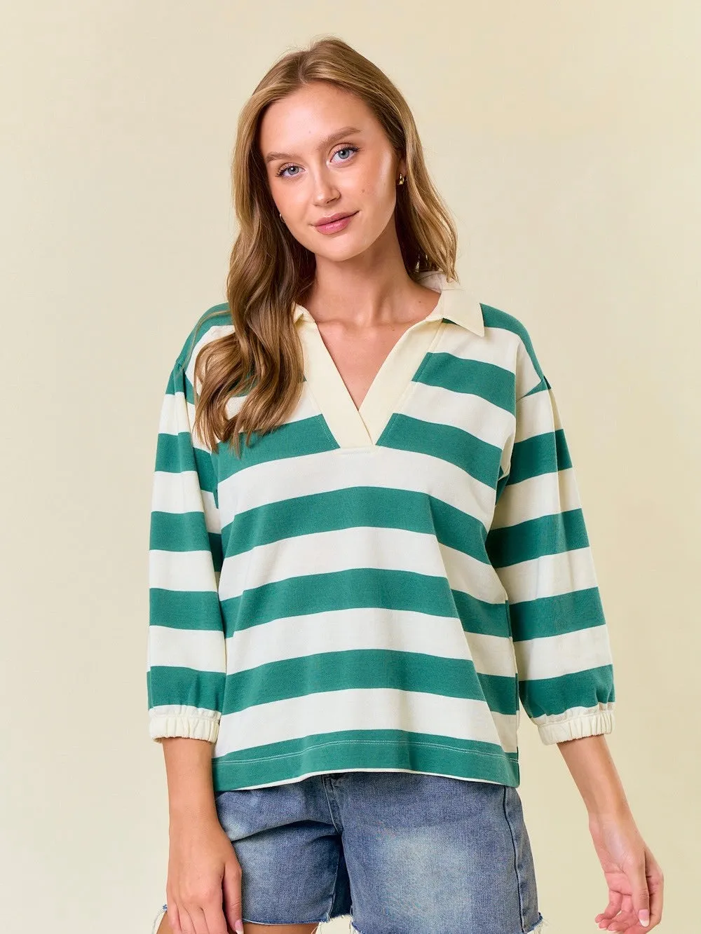 Rugby Striped French Terry Top