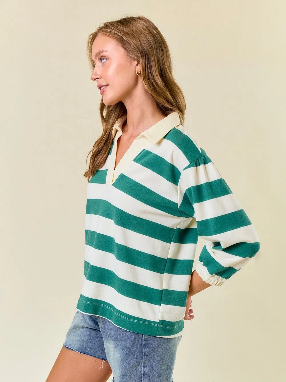 Rugby Striped French Terry Top