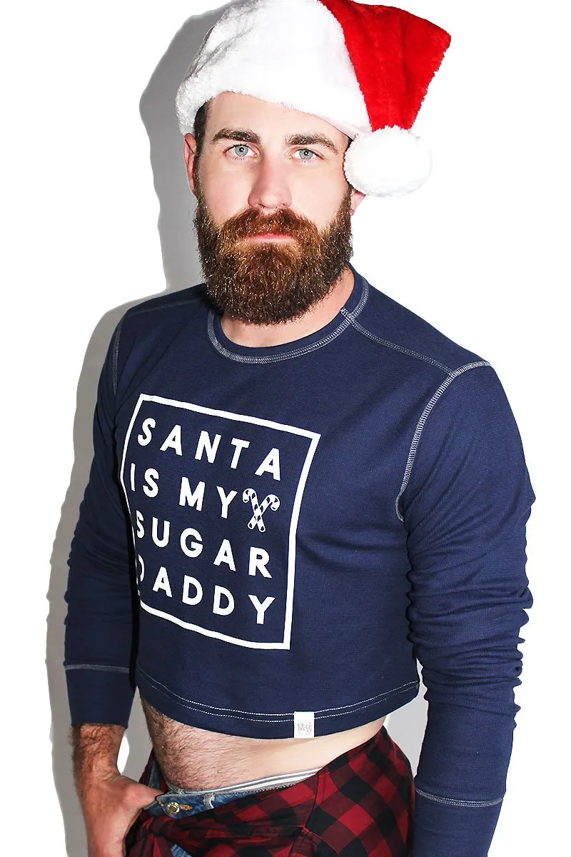Santa Sugar Daddy Long Sleeve Crop Thermal-Navy